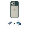 MARSİLYAN™- iPhone 12 Pro Max Kılıf Vadi Çizgi - Siyah 3D Antistatik Cam Ekran Koruyucu + Shine Kamera Lens Koruma Cam - GD