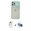 MARSİLYAN™- iPhone 12 Pro Max Kılıf Vadi Çizgi - Siyah 3D Antistatik Cam Ekran Koruyucu + Gold Shine Kamera Lens