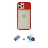 MARSİLYAN™- iPhone 12 Pro Max Kılıf Vadi Çizgi - Siyah 3D Antistatik Cam Ekran Koruyucu + Metal Kamera Lens Koruma Cam - KI