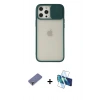 MARSİLYAN™- iPhone 12 Pro Max Kılıf Vadi Çizgi - Siyah 3D Antistatik Cam Ekran Koruyucu + Metal Kamera Lens Koruma Cam - GD