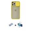 MARSİLYAN™- iPhone 12 Pro Max Kılıf Vadi Çizgi - Siyah 3D Antistatik Cam Ekran Koruyucu + Shine Kamera Lens Koruma Cam - MI