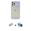 MARSİLYAN™- iPhone 12 Pro Max Kılıf Vadi Çizgi - Siyah 3D Antistatik Cam Ekran Koruyucu + Shine Kamera Lens Koruma Cam - MI
