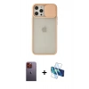 MARSİLYAN™- iPhone 12 Pro Max Kılıf Vadi Çizgi - Siyah 3D Antistatik Cam Ekran Koruyucu + Neon Fosforlu Kamera Lens - TU