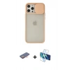 MARSİLYAN™- iPhone 12 Pro Max Kılıf Vadi Çizgi - Siyah 3D Antistatik Cam Ekran Koruyucu + Renkli Kamera Lens Koruma Cam - TU