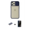 MARSİLYAN™- iPhone 12 Pro Max Kılıf Vadi Çizgi - Siyah 3D Antistatik Hayalet Cam Ekran Koruyucu + Renkli Kamera Lens Koruma Cam - MI