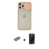 MARSİLYAN™- iPhone 12 Pro Max Kılıf Vadi Çizgi - Siyah 3D Antistatik Hayalet Cam Ekran Koruyucu + Renkli Kamera Lens Koruma Cam - SI