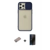 MARSİLYAN™- iPhone 12 Pro Max Kılıf Vadi Çizgi - Siyah 3D Antistatik Hayalet Cam Ekran Koruyucu + Shine Kamera Lens Koruma Cam - SABE