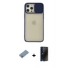 MARSİLYAN™- iPhone 12 Pro Max Kılıf Vadi Çizgi - Siyah 3D Antistatik Hayalet Cam Ekran Koruyucu + Shine Kamera Lens Koruma Cam - GI