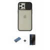 MARSİLYAN™- iPhone 12 Pro Max Kılıf Vadi Çizgi - Siyah 3D Antistatik Hayalet Cam Ekran Koruyucu + Shine Kamera Lens Koruma Cam - GD