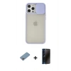 MARSİLYAN™- iPhone 12 Pro Max Kılıf Vadi Çizgi - Siyah 3D Antistatik Hayalet Cam Ekran Koruyucu + Shine Kamera Lens Koruma Cam - GI