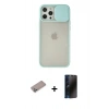 MARSİLYAN™- iPhone 12 Pro Max Kılıf Vadi Çizgi - Siyah 3D Antistatik Hayalet Cam Ekran Koruyucu + Shine Kamera Lens Koruma Cam - SABE