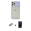 MARSİLYAN™- iPhone 12 Pro Max Kılıf Vadi Çizgi - Siyah 3D Antistatik Hayalet Cam Ekran Koruyucu + Shine Kamera Lens Koruma Cam - SABE