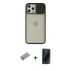 MARSİLYAN™- iPhone 12 Pro Max Kılıf Vadi Çizgi - Siyah 3D Antistatik Hayalet Cam Ekran Koruyucu + Shine Kamera Lens Koruma Cam - SABE