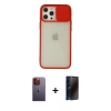 MARSİLYAN™- iPhone 12 Pro Max Kılıf Vadi Çizgi - Siyah 3D Antistatik Hayalet Cam Ekran Koruyucu + Neon Fosforlu Kamera Lens - TU