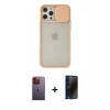 MARSİLYAN™- iPhone 12 Pro Max Kılıf Vadi Çizgi - Siyah 3D Antistatik Hayalet Cam Ekran Koruyucu + Neon Fosforlu Kamera Lens - TU