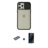 MARSİLYAN™- iPhone 12 Pro Max Kılıf Vadi Çizgi - Siyah 3D Antistatik Hayalet Cam Ekran Koruyucu + Renkli Kamera Lens Koruma Cam - YL