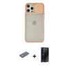 MARSİLYAN™- iPhone 12 Pro Max Kılıf Vadi Çizgi - Siyah 3D Antistatik Hayalet Cam Ekran Koruyucu + Renkli Kamera Lens Koruma Cam - YL