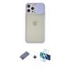 MARSİLYAN™- iPhone 12 Pro Max Kılıf Vadi Çizgi - Siyah 3D Antistatik Seramik Nano Ekran Koruyucu + Metal Kamera Lens Koruma Cam - GD