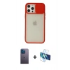MARSİLYAN™- iPhone 12 Pro Max Kılıf Vadi Çizgi - Siyah 3D Antistatik Seramik Nano Ekran Koruyucu + Neon Fosforlu Kamera Lens - MI