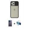 MARSİLYAN™- iPhone 12 Pro Max Kılıf Vadi Çizgi - Siyah 3D Antistatik Seramik Nano Ekran Koruyucu + Neon Fosforlu Kamera Lens - MI