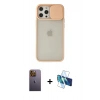 MARSİLYAN™- iPhone 12 Pro Max Kılıf Vadi Çizgi - Siyah 3D Antistatik Seramik Nano Ekran Koruyucu + Neon Fosforlu Kamera Lens - SI