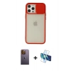 MARSİLYAN™- iPhone 12 Pro Max Kılıf Vadi Çizgi - Siyah 3D Antistatik Seramik Nano Ekran Koruyucu + Neon Fosforlu Kamera Lens - SI