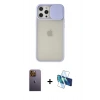 MARSİLYAN™- iPhone 12 Pro Max Kılıf Vadi Çizgi - Siyah 3D Antistatik Seramik Nano Ekran Koruyucu + Neon Fosforlu Kamera Lens - SI