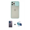 MARSİLYAN™- iPhone 12 Pro Max Kılıf Vadi Çizgi - Siyah 3D Antistatik Seramik Nano Ekran Koruyucu + Neon Fosforlu Kamera Lens - MI