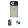 MARSİLYAN™- iPhone 12 Pro Max Kılıf Vadi Çizgi - Siyah 3D Antistatik Seramik Nano Ekran Koruyucu + Neon Fosforlu Kamera Lens - SI