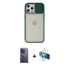MARSİLYAN™- iPhone 12 Pro Max Kılıf Vadi Çizgi - Siyah 3D Antistatik Seramik Nano Ekran Koruyucu + Neon Fosforlu Kamera Lens - MI