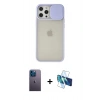 MARSİLYAN™- iPhone 12 Pro Max Kılıf Vadi Çizgi - Siyah 3D Antistatik Seramik Nano Ekran Koruyucu + Neon Fosforlu Kamera Lens - MI