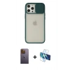 MARSİLYAN™- iPhone 12 Pro Max Kılıf Vadi Çizgi - Siyah 3D Antistatik Seramik Nano Ekran Koruyucu + Neon Fosforlu Kamera Lens - SI