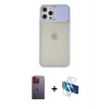 MARSİLYAN™- iPhone 12 Pro Max Kılıf Vadi Çizgi - Siyah 3D Antistatik Seramik Nano Ekran Koruyucu + Neon Fosforlu Kamera Lens - TU