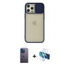 MARSİLYAN™- iPhone 12 Pro Max Kılıf Vadi Çizgi - Siyah 3D Antistatik Seramik Nano Ekran Koruyucu + Neon Fosforlu Kamera Lens - MI