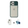 MARSİLYAN™- iPhone 12 Pro Max Kılıf Vadi Çizgi - Siyah 3D Antistatik Seramik Nano Ekran Koruyucu + Shine Kamera Lens - GD