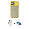 MARSİLYAN™- iPhone 12 Pro Max Kılıf Vadi Çizgi - Siyah 3D Antistatik Seramik Nano Ekran Koruyucu + Shine Kamera Lens - GD