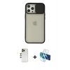MARSİLYAN™- iPhone 12 Pro Max Kılıf Vadi Çizgi - Siyah 3D Antistatik Seramik Nano Ekran Koruyucu + Shine Kamera Lens - GD
