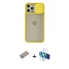 MARSİLYAN™- iPhone 12 Pro Max Kılıf Vadi Çizgi - Siyah 3D Antistatik Seramik Nano Ekran Koruyucu + Shine Kamera Lens Koruma Cam - SABE