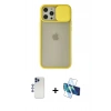 MARSİLYAN™- iPhone 12 Pro Max Kılıf Vadi Çizgi - Siyah 3D Antistatik Seramik Nano Ekran Koruyucu + Shine Kamera Lens - LT