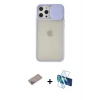 MARSİLYAN™- iPhone 12 Pro Max Kılıf Vadi Çizgi - Siyah 3D Antistatik Seramik Nano Ekran Koruyucu + Shine Kamera Lens Koruma Cam - SABE