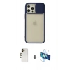 MARSİLYAN™- iPhone 12 Pro Max Kılıf Vadi Çizgi - Siyah 3D Antistatik Seramik Nano Ekran Koruyucu + Shine Kamera Lens - GD