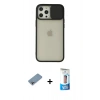 MARSİLYAN™- iPhone 12 Pro Max Kılıf Vadi Çizgi - Siyah 5D Eko Cam Ekran Koruyucu + Shine Kamera Lens Koruma Cam - GI