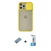 MARSİLYAN™- iPhone 12 Pro Max Kılıf Vadi Çizgi - Siyah 5D Eko Cam Ekran Koruyucu + Shine Kamera Lens Koruma Cam - GI
