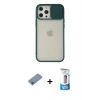 MARSİLYAN™- iPhone 12 Pro Max Kılıf Vadi Çizgi - Siyah 5D Eko Cam Ekran Koruyucu + Shine Kamera Lens Koruma Cam - GI