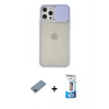 MARSİLYAN™- iPhone 12 Pro Max Kılıf Vadi Çizgi - Siyah 5D Eko Cam Ekran Koruyucu + Shine Kamera Lens Koruma Cam - GI