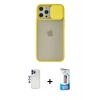 MARSİLYAN™- iPhone 12 Pro Max Kılıf Vadi Çizgi - Siyah 5D Eko Cam Ekran Koruyucu + Shine Kamera Lens - LT