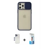 MARSİLYAN™- iPhone 12 Pro Max Kılıf Vadi Çizgi - Siyah 5D Eko Cam Ekran Koruyucu + Shine Kamera Lens - LT