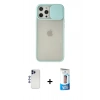 MARSİLYAN™- iPhone 12 Pro Max Kılıf Vadi Çizgi - Siyah 5D Eko Cam Ekran Koruyucu + Shine Kamera Lens - LT