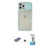 MARSİLYAN™- iPhone 12 Pro Max Kılıf Vadi Çizgi - Siyah 5D Eko Cam Ekran Koruyucu + Renkli Kamera Lens Koruma Cam - PE