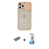 MARSİLYAN™- iPhone 12 Pro Max Kılıf Vadi Çizgi - Siyah 5D Eko Cam Ekran Koruyucu + Renkli Kamera Lens Koruma Cam - YL